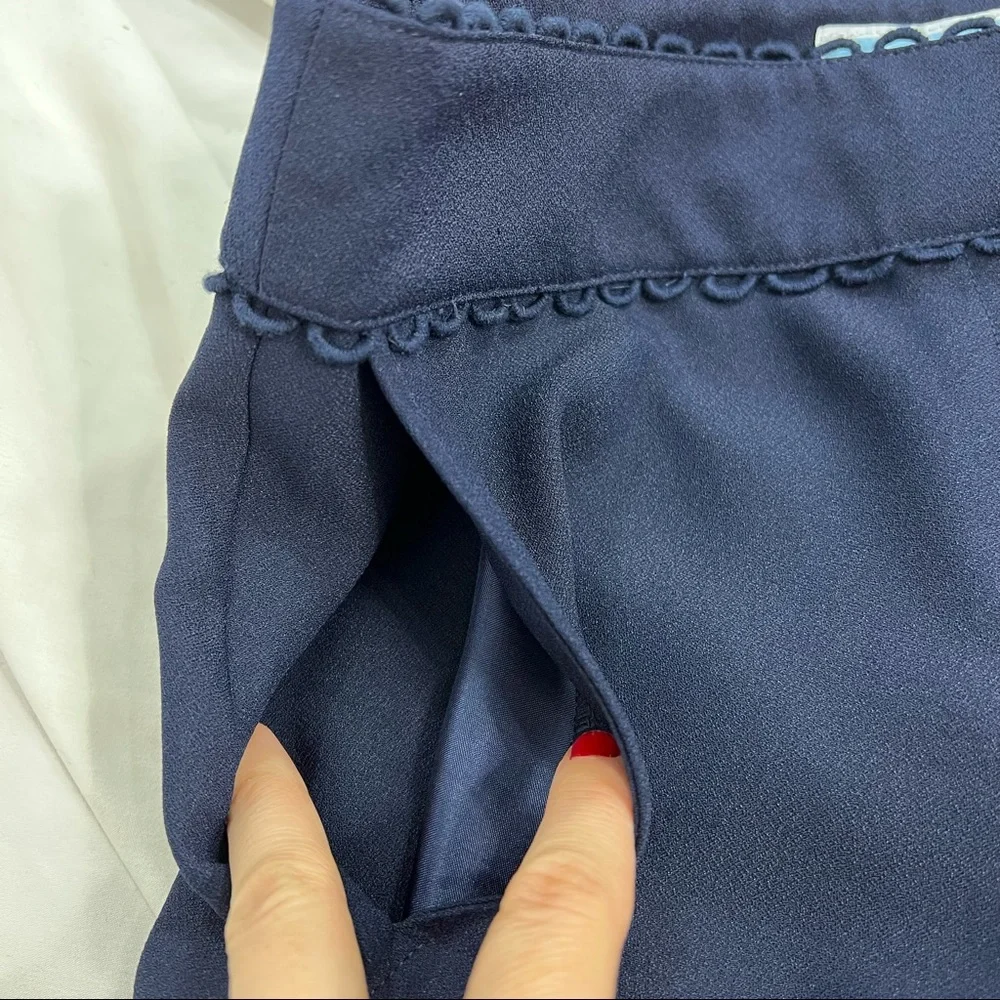 Draper James Scallop Crop Pants in Navy Size 0 - Picture 5 of 8